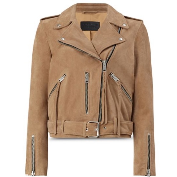 All Saints Plait Balfern Suede Biker Jacket - Picture 4 of 8